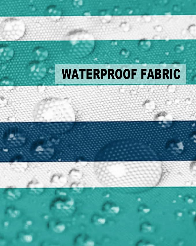 Outdoor Waterproof Throw Pillow Covers Set of 2 Navy Blue Turquoise Stripes Decorative Outdoor Pillows Cushion Case 18x18 Inch Teal Striped Patio Pillows for Couch Sofa Bed Garden Office Home Decor