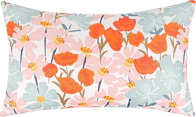Pyonic Floral Outdoor Lumbar Pillows Covers 12x20 inch Waterproof Spring Summer Decor Outdoor Pillows for Patio Furnture Garden Bench Porch