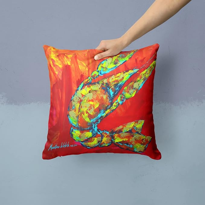 Caroline's Treasures MW1134PW1414 Crawfish Hot Craw Fabric Decorative Pillow Machine Washable, Indoor Outdoor Decorative Pillow for Couch, Bed or Patio, 14Hx14W