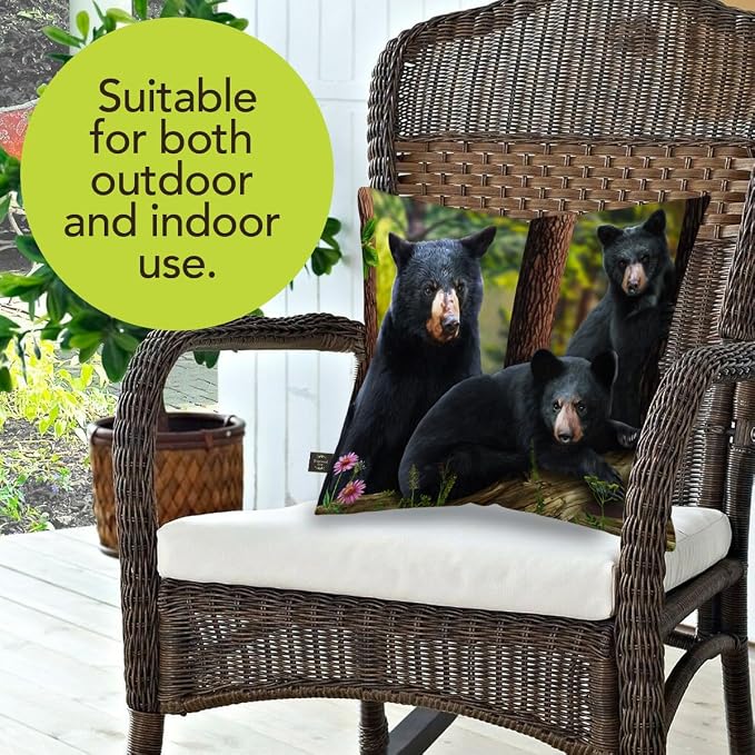 Briarwood Lane Summer Indoor/Outdoor Pillow 17x17 Black Bear Family for Summer Pillow