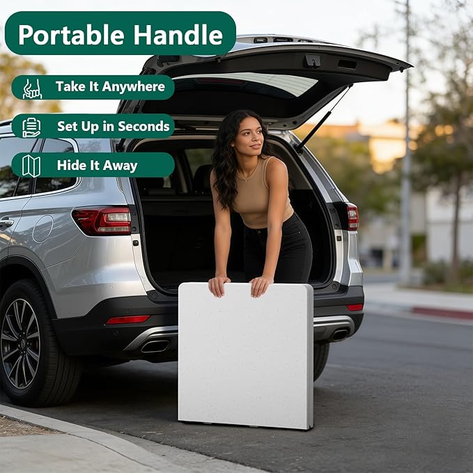 4FT Folding Table, Fold Up Picnic Table with Height Adjustable Portable Table for Indoor Outdoor Use Camping Table for Party, BBQ, White