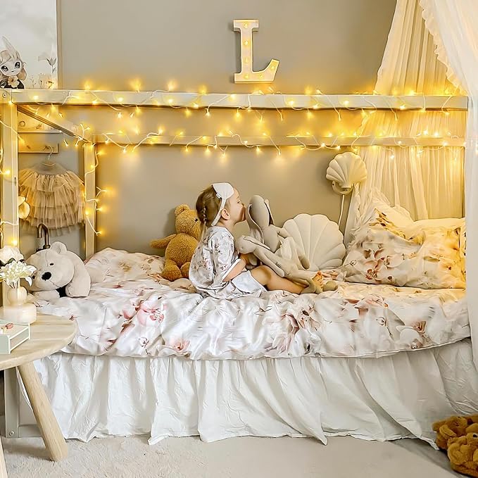 JMEXSUSS 100 LED String Lights Indoor Bedroom Warm White Christmas Lights | 8 Modes Plug in Classroom Lights, 33 ft Connectable Room Fairy Twinkle Light Outdoor for Mirror Room Home Garden Xmas Tree