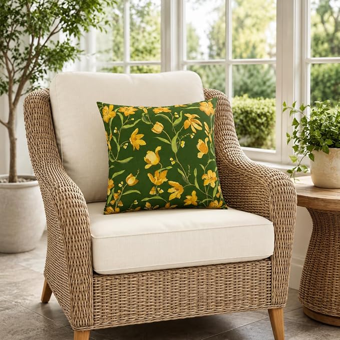 Outdoor Throw Pillows 18×18 Inch Pack of 2 Waterproof Decorative Patio Pillows with Inserts, Square Pillows for Garden Couch Sofa and Patio Furniture