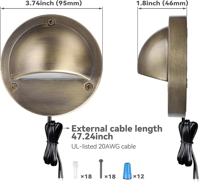 LEONLITE 6-Pack 5CCT 3.74inch Low Voltage LED Deck Lights, Bronze | 180LM, 12-24V AC/DC, CRI90, UL Listed, Die-cast Aluminum Housing, Frosted Glass Lens, 1800K/2700K/3000K/4000K/5000K