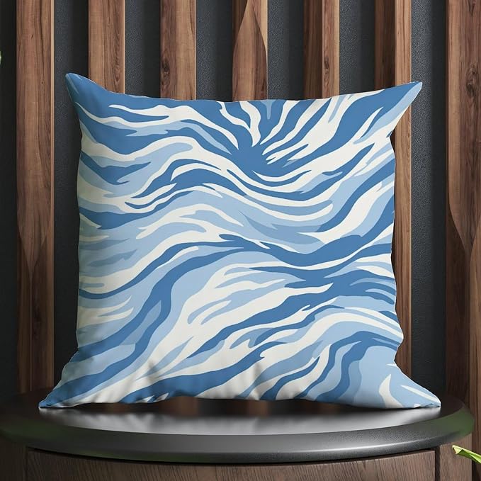 Cushion Cases Blue Tiger Print Cushion Cover Abstract Animal Tiger Print Pillow Cover Accent Modern Decorative Pillow Covers for Patio Couch Bench 22x22 in
