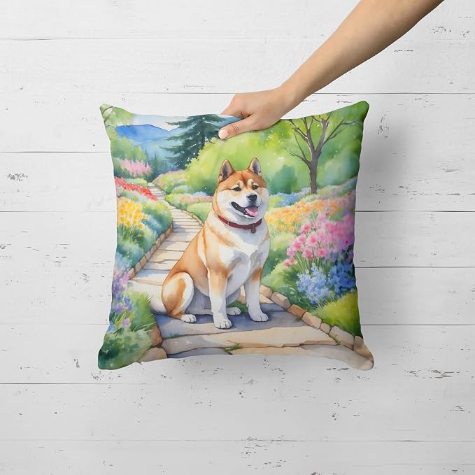 Caroline's Treasures Akita Spring Garden Throw Pillow Machine Washable, Indoor Outdoor Decorative Pillow for Couch, Bed or Patio, 18Hx18W
