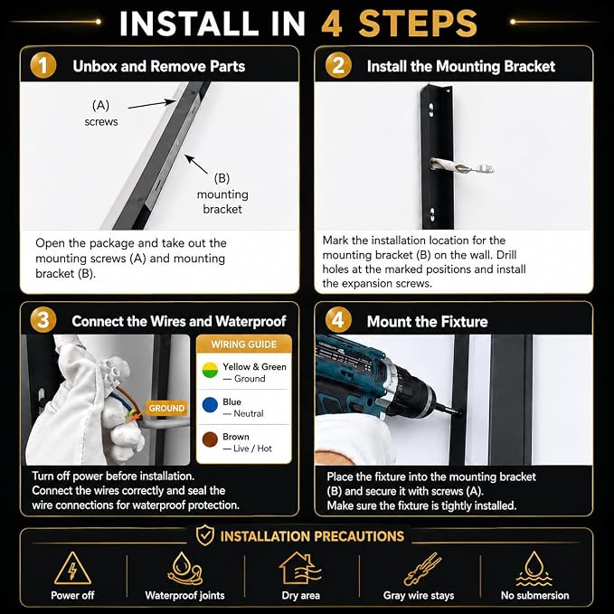 39.3" Outdoor Wall Lights, 2-Pack Remote Dimmable Sconces | Adjust 3000K–6000K lighting by remote for a modern garage, patio, porch or front door upgrade