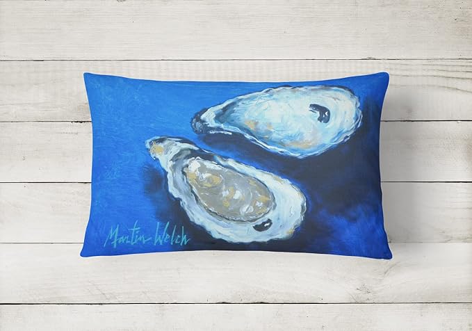 Caroline's Treasures MW1095PW1216 Oysters Seafood Four Canvas Fabric Decorative Pillow Machine Washable, Indoor Outdoor Decorative Pillow for Couch, Bed or Patio, 12HX16W