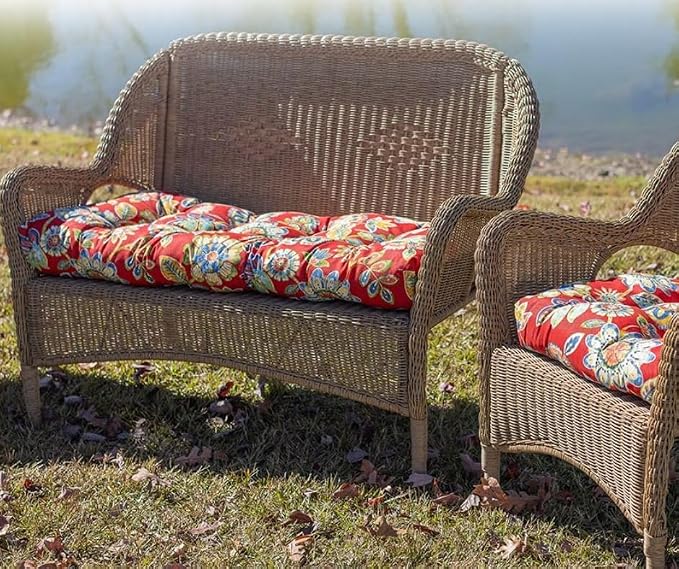 RSH DECOR: Lumbar & Square Throw Pillows Set of 4 | 20" x 12" & 17" x 17" | All-Weather Spun Fabric | Water and Fade-Resistant | Outdoor Accent Pillows for Patio Furniture | Daelyn Cherry