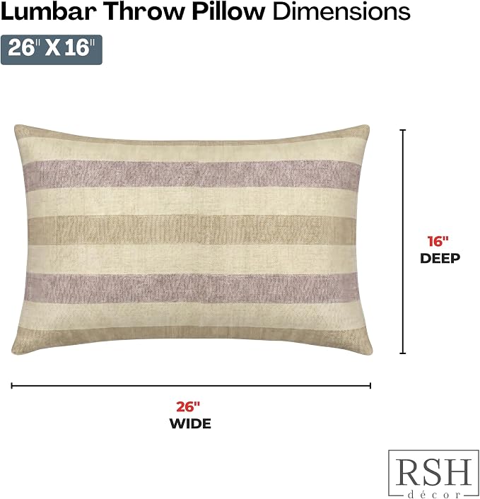 RSH DECOR: Sunbrella Jumbo Lumbar Throw Pillows Set of 4 | 26" x 16" | Indoor Outdoor for Patio Furniture | Water & Fade-Resistant | Includes Down-Alternative Inserts | Made in USA (Paris Lavendar)