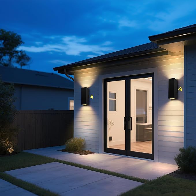 Outdoor Light Fixture Dusk to Dawn,Exterior Lighting Fixtures,Outdoor Wall Lights for House, IP65, 3000K LED Bulbs, Matte Black Modern Porch Light, Garage Front Door, 2 Pack