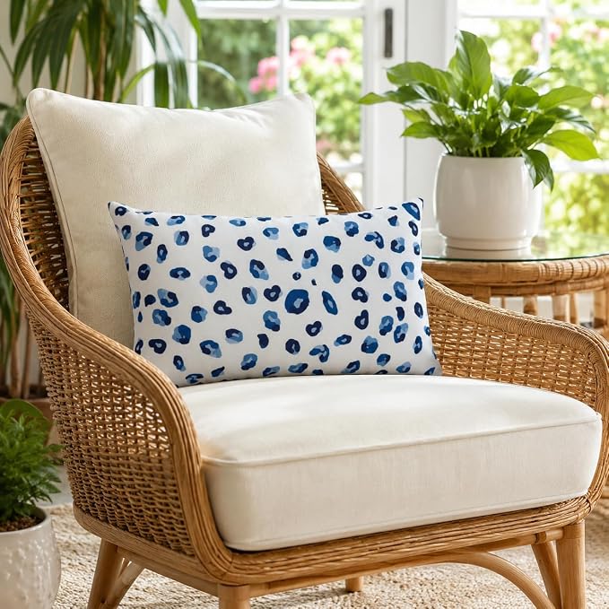 Outdoor Patio Lumbar Pillows, Pack of 2, 12"x20" | Fade Resistant Outdoor Waterproof Lumbar Pillow with Inners Decorative Garden Lumbar Cushions for Home Patio Terrace Sofa