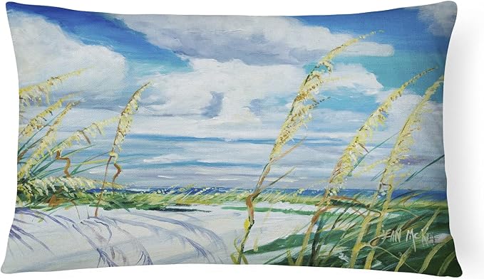 Caroline's Treasures JMK1123PW1216 Sea Oats Canvas Fabric Decorative Pillow Machine Washable, Indoor Outdoor Decorative Pillow for Couch, Bed or Patio, 12HX16W