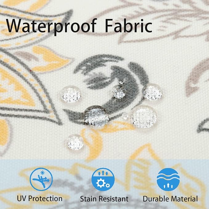 Outdoor Lumbar Pillows Water Resistant 12x20 inch,Decorative Throw Pillow Set of 2 with Insert,Hidden Zipper Headrests for Patio Furniture Sofa Couch Chair(Yellow Flower)