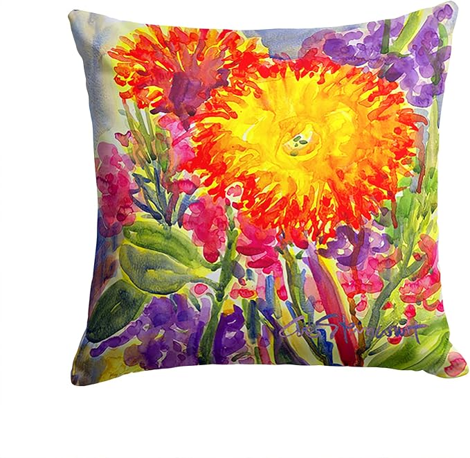 Caroline's Treasures 6077PW1414 Flower - Aster Fabric Decorative Pillow Machine Washable, Indoor Outdoor Decorative Pillow for Couch, Bed or Patio, 14Hx14W