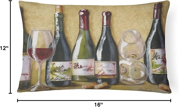 Caroline's Treasures TMTR0271PW1216 Wine Du Vin by Malenda Trick Canvas Fabric Decorative Pillow Machine Washable, Indoor Outdoor Decorative Pillow for Couch, Bed or Patio, 12HX16W