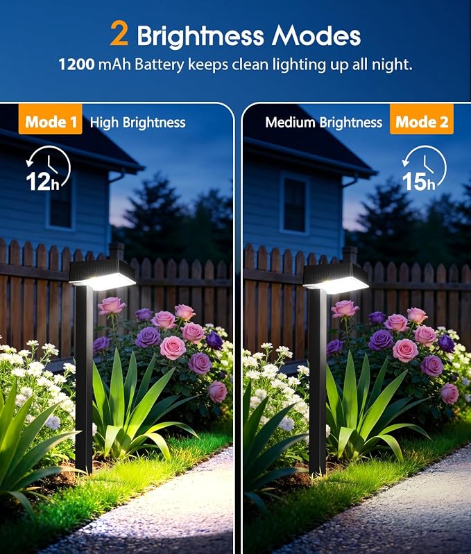 ELECLINK Solar Pathway Lights Outdoor, 6 Pack Garden Lights Solar Powered Path Lights with Larger LED Lens, 2 Light Modes Waterproof Outdoor Solar Light for Yard Driveway Walkway Landscape, Cool White