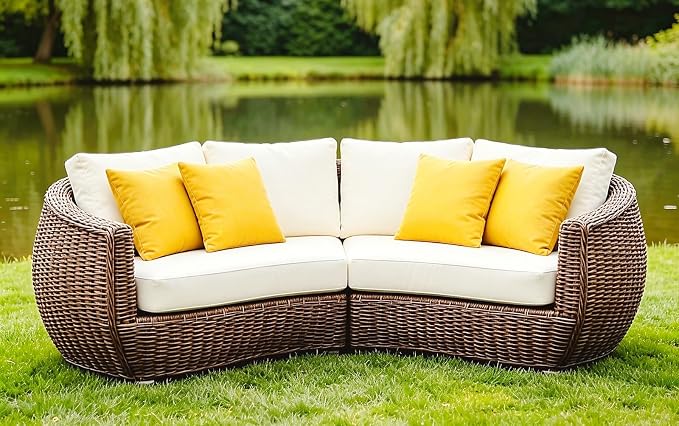 18" x 18" Throw Pillows, Outdoor Waterproof Pillows with Inserts, Square Decorative Pillows for Patio Furniture Garden Couch Sofa Home(Yellow, Set of 4)