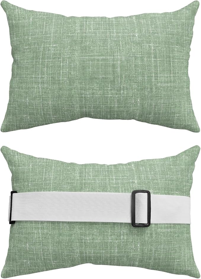 Outdoor Lumbar Pillow Set of 1, Sage Green Waterproof Beach Headrest Pillow with Inserts, Farmhouse Vintage Green Solid Color Modern Recliner Throw Pillows for Patio Furniture, 12 x 20
