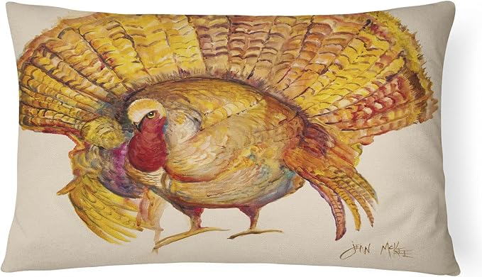 Caroline's Treasures JMK1023PW1216 Turkey Canvas Fabric Decorative Pillow Machine Washable, Indoor Outdoor Decorative Pillow for Couch, Bed or Patio, 12HX16W