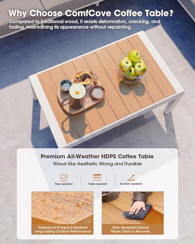 Aluminum Outdoor Patio Furniture Set 11 Seats, Outdoor Sectional Corner Sofa Set, Patio Conversation Sets with Washable Thick Cushions & Coffee Table for Porch, Yard, Garden, Deck, White
