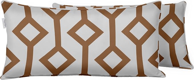 Indoor/Outdoor Polyester Fabric Lumbar Pillow Cover, All-Weather Waterproof Rectangular Cushion Case for Patio Furniture, 16 x 24 Set of 2 - Abstracts-55