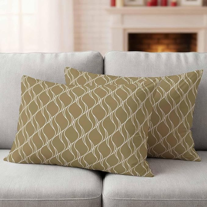 Brown Stripes Outdoor Pillow Covers 20x12 Inch Lumbar Pillow Covers Set of 2 Waterproof Decorative Throw Pillow Cases Simple Geometric Modern Monochrome Cushion Covers for Patio Furniture Garden Couch