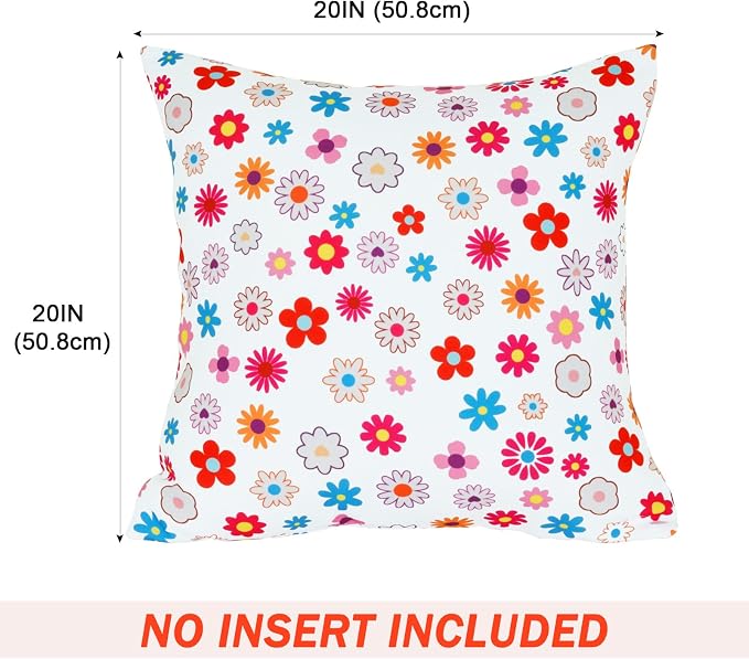Eternal Beauty 20" x 20" Set of 2 Outdoor Pillow Covers Decorative Pillow Covers for Fall Couch Pillows (Multicolored Flower, 20" x 20" (Pack of 2))