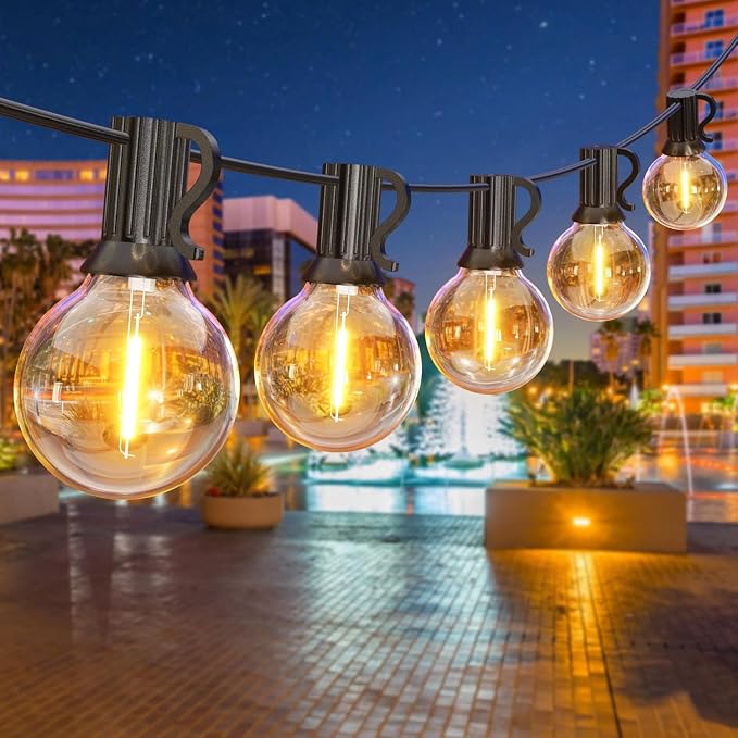 GPATIO Outdoor String Lights, 50FT G40 Bulbs Shatterproof Patio Lights, Waterproof Dimmable Hanging Outdoor Lights, Connectable LED Outside Lights for Backyard Yard Gazebo Porch Party