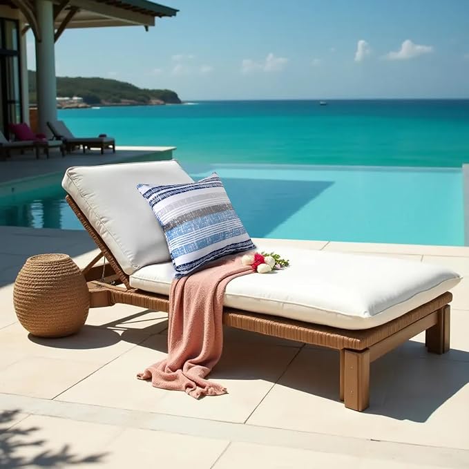 18x18 Waterproof Outdoor Pillows, Set of 2 Outdoor Throw Pillows | Patio Furniture Pillows, Fluffy Decorative Pillows, Waterproof &Fade Resistant, Removable & Washable, Stripe Blue White