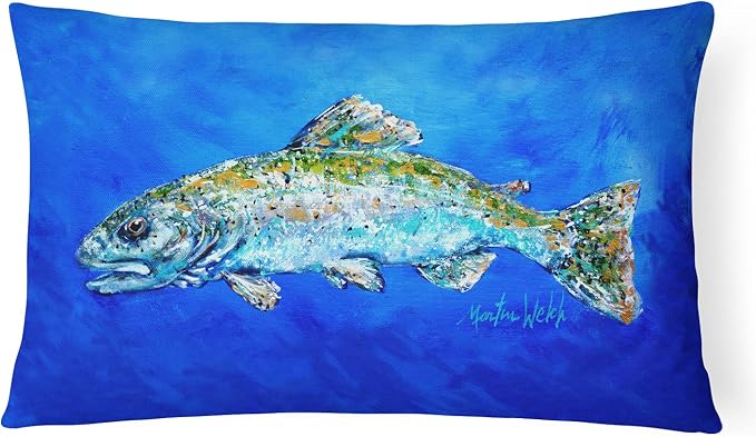 Caroline's Treasures MW1124PW1216 Fish Headed Downstream Canvas Fabric Decorative Pillow Machine Washable, Indoor Outdoor Decorative Pillow for Couch, Bed or Patio, 12HX16W