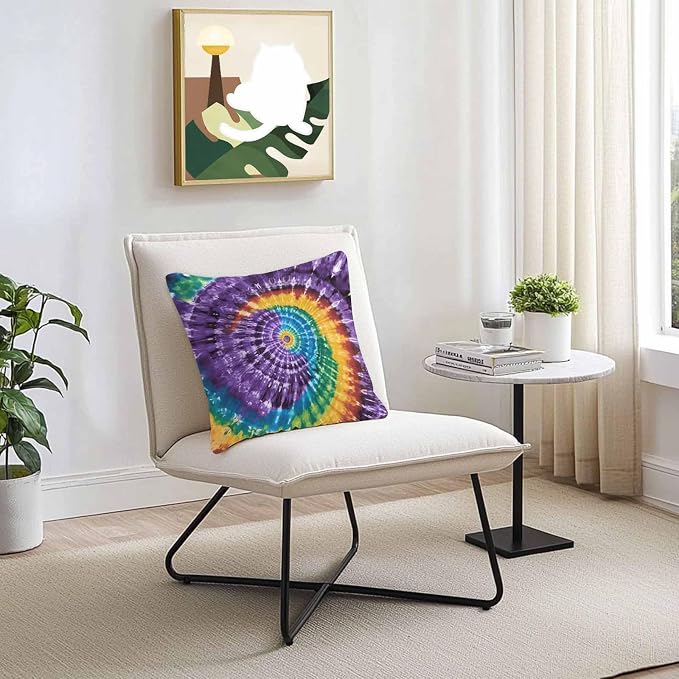 Vandarllin Outdoor Throw Pillows Covers 24x24 inch Set of 2 Waterproof Purple Tie-Dye Art Decorative Zippered Cushion Covers for Patio Furniture, Abstract Boho Tribe Lumbar Pillowcases