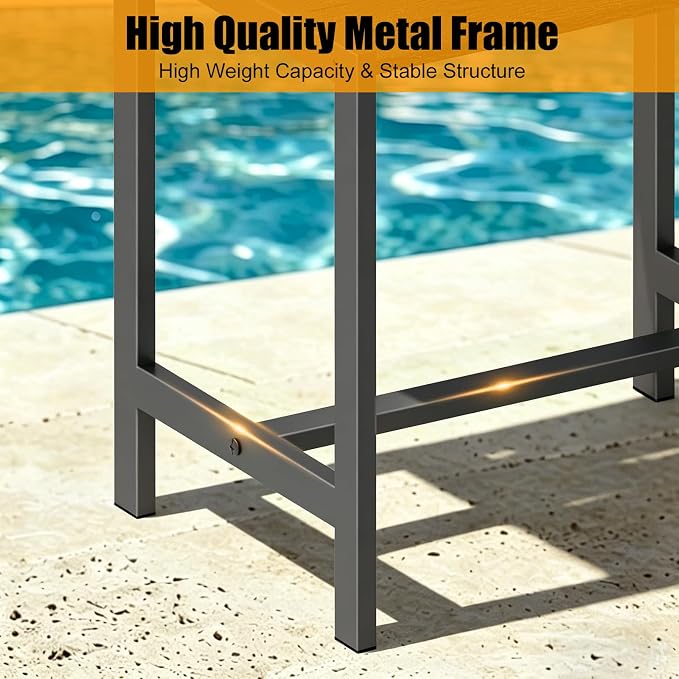 Outdoor Side Table,Weather-Resistant Square Patio End Table,Small Outdoor Accent Table for Backyard,Pool,Deck,Garden,Waterproof,Easy-to-Clean & Assembly,Black
