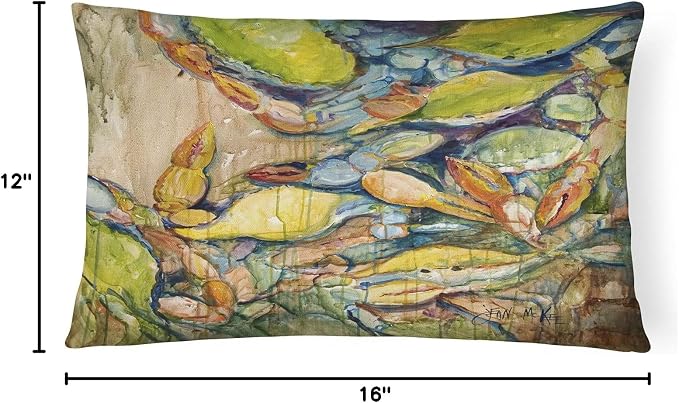 Caroline's Treasures JMK1102PW1216 Jubilee Blue Crab Canvas Fabric Decorative Pillow Machine Washable, Indoor Outdoor Decorative Pillow for Couch, Bed or Patio, 12HX16W