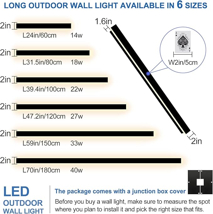 Modern Outdoor Wall Lights 2 Pack 31.5inch Long Outdoor Sconce Light | Outdoor Light Fixtures Wall Mount LED 3000K Linear Exterior Sconce IP65 Waterproof Outside Light Fixtures for House Garage