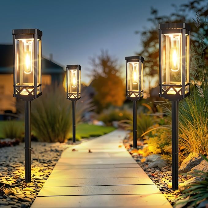 KOOPER Taller Solar Pathway Lights Outdoor, 8 Pack Upgraded Brighter Solar Garden Lights Solar Powered, Up to 15 Hours Outdoor Solar Lights for Yard Landscape Walkway Driveway Sidewalk (Warm White)
