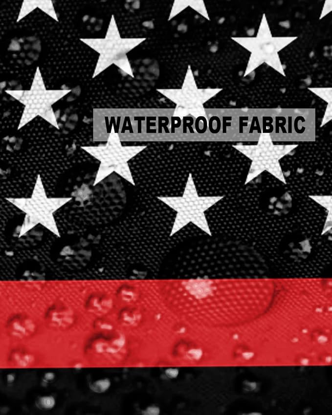 Outdoor Waterproof Pillow Covers Set of 2, Thin Red Line Flags American Firefighter Red Stripes Flag Patio Throw Pillow Covers, Decorative Cushion Case for Couch Sofa Furniture Garden, 20x20 Inch