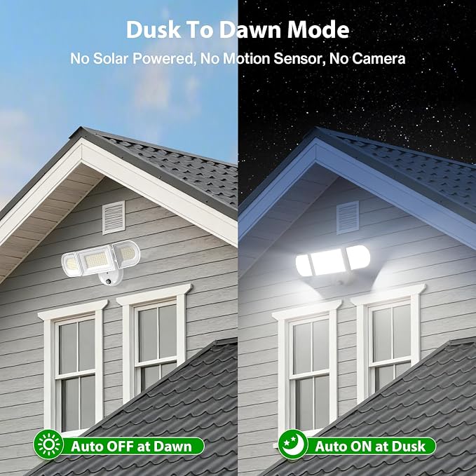 13000LM LED Flood Light Outdoor, Dusk to Dawn Security Light with Photocell, 130W Super Bright Hardwired Floodlight, 3 Adjustable Heads, IP65 Waterproof for Garage, Yard, Driveway, 6500K Daylight