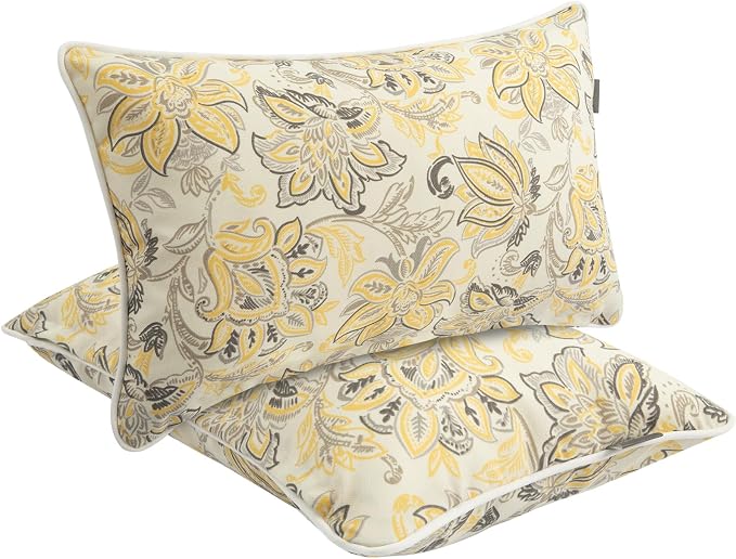 FUNHOME Waterproof Outdoor Lumbar Pillow Covers Set of 2,Home Decor for Garden Patio Furniture,Couch,Sofa 12"x20" Inch Decorative Pillows Cover Only,NO Insert(Yellow Flower)