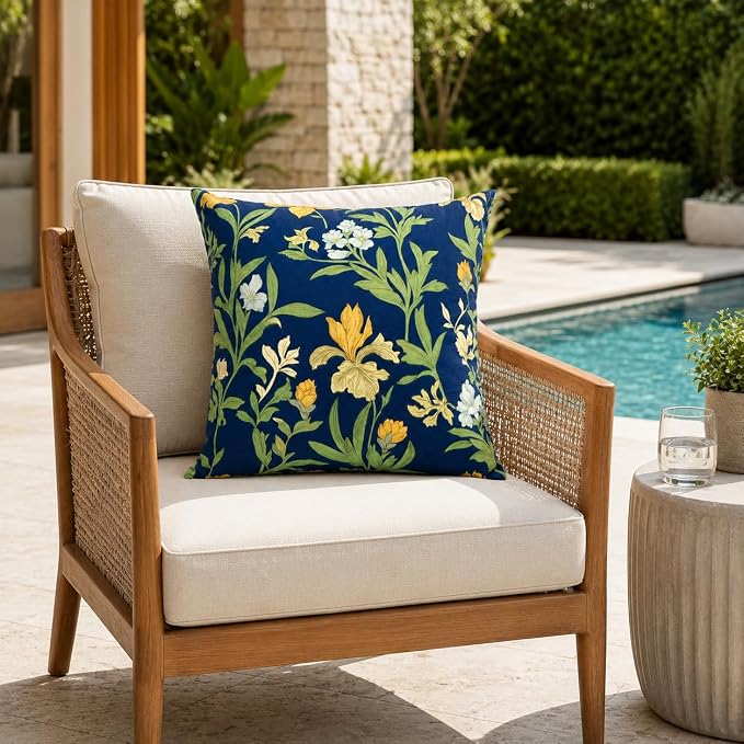 Outdoor Throw Pillows 18×18 Inch Pack of 2 Waterproof Decorative Patio Pillows with Inserts, Square Pillows for Garden Couch Sofa and Patio Furniture