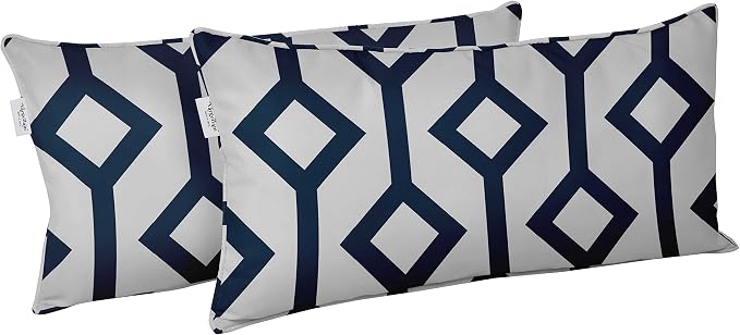 Indoor/Outdoor Polyester Fabric Lumbar Pillow Cover, All-Weather Waterproof Rectangular Cushion Case for Patio Furniture, 12 x 18 Set of 2 - Abstracts-57