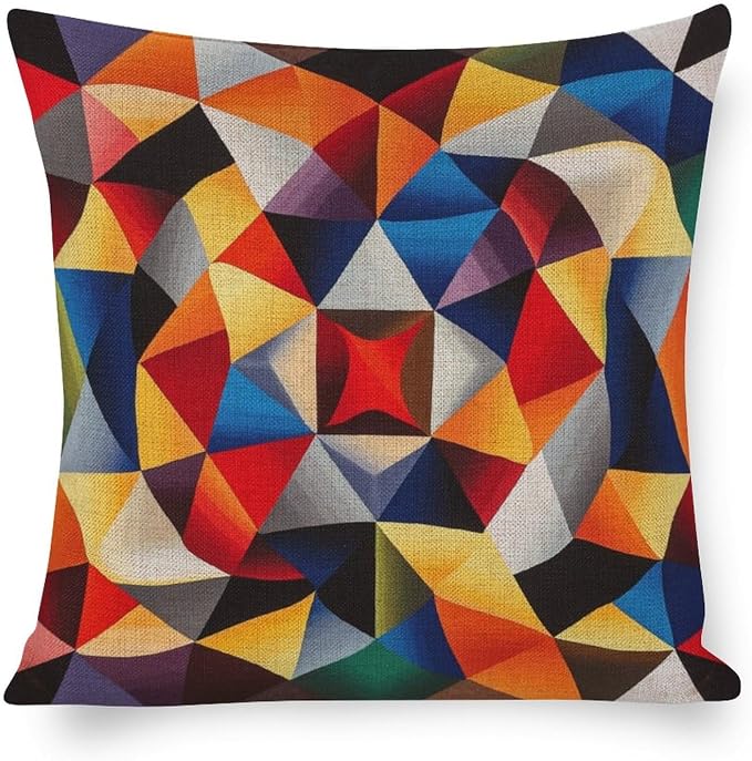 Farmhouse Pillow Covers Colorful Fun Aesthetic Mid Century Modern Gomestry Pillow Cases 18"x18" Vintage Geometric Outdoor Square Pillow Cushion Cases Home Decoration for Sofa Couch Living Bed Room