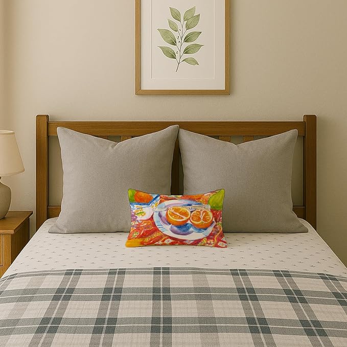 Caroline's Treasures 6035PW1216 Florida Oranges Sliced for Breakfast Canvas Fabric Decorative Pillow Machine Washable, Indoor Outdoor Decorative Pillow for Couch, Bed or Patio, 12HX16W