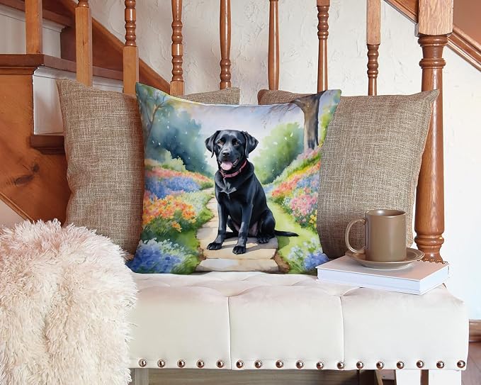 Caroline's Treasures Labrador Retriever Spring Path Throw Pillow Machine Washable, Indoor Outdoor Decorative Pillow for Couch, Bed or Patio, 14Hx14W