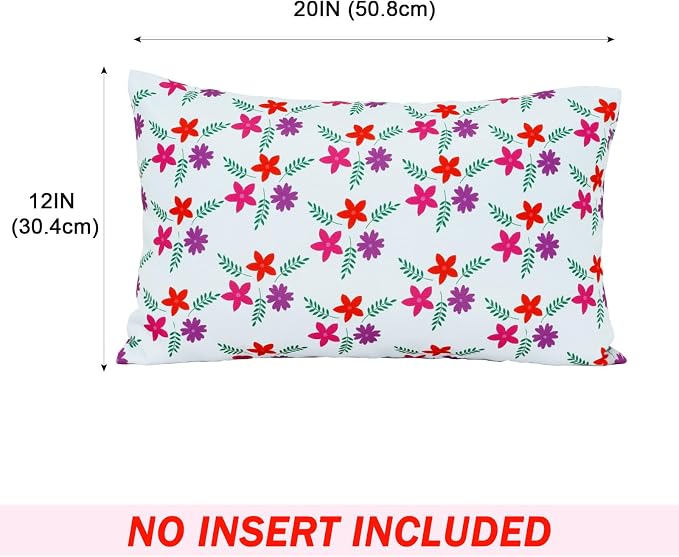 Eternal Beauty 20" x 12" Set of 2 Outdoor Pillow Covers Decorative Pillow Covers for Fall Couch Pillows (Red-Purple Flower, 20" x 12" (Pack of 2))