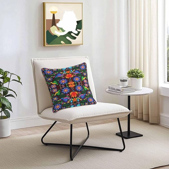 Outdoor Waterproof Throw Pillow Covers Set of 2 Colorful Mexican Floral Pillowcases 18x18 Inches Bird Rustic Assorted Flower Decorative Pillows Cushion Case Patio Pillows for Couch Bed Chair Garden
