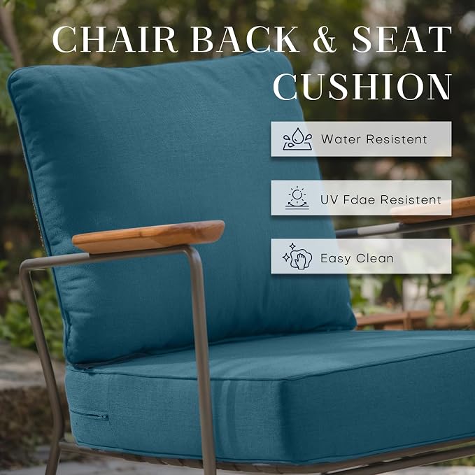 Luxury 24*24*6in Outdoor Patio Cushions, 2 Pieces Malachite Outdoor Cushion | 6in Outdoor Patio Cushions, Water-Resistant, Reversible, Removable Cover, for Patio Chairs Sofa Couch Loveseat
