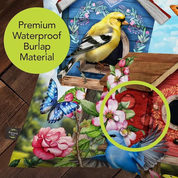 Briarwood Lane Spring Indoor/Outdoor Pillow 17x17 Floral Birdhouses for Spring Pillow