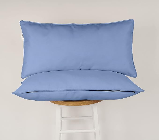 Indoor/Outdoor Polyester Fabric Lumbar Pillow Cover, All-Weather Waterproof Rectangular Cushion Case for Patio Furniture, 12 x 20 Set of 2 -Purple