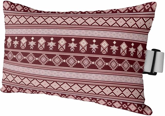 Outdoor Lumbar Pillow Set of 1, Red Boho Striped Waterproof Beach Headrest Pillow with Inserts, Southwestern Ethnic Tribe Vintage Recliner Throw Pillows for Patio Furniture, 12 x 20